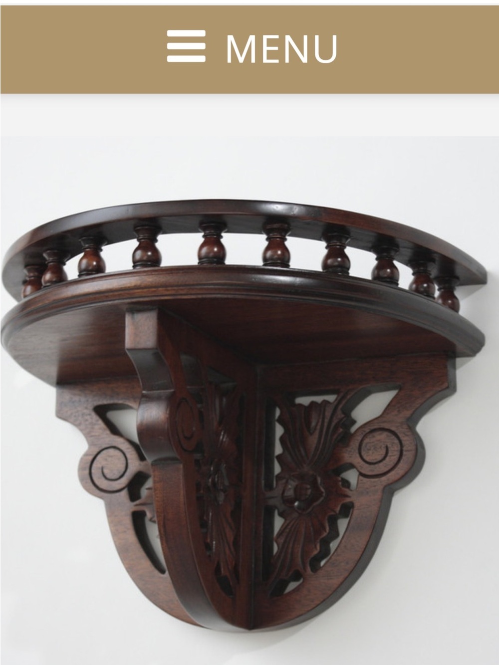 Antique Mahogany Demilune Wall Shelf